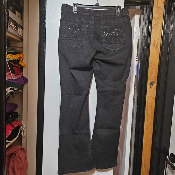 Lee Slender Secret Lower On the Waist Black Denim with Rhinestones Size 14 - Picture 2 of 9
